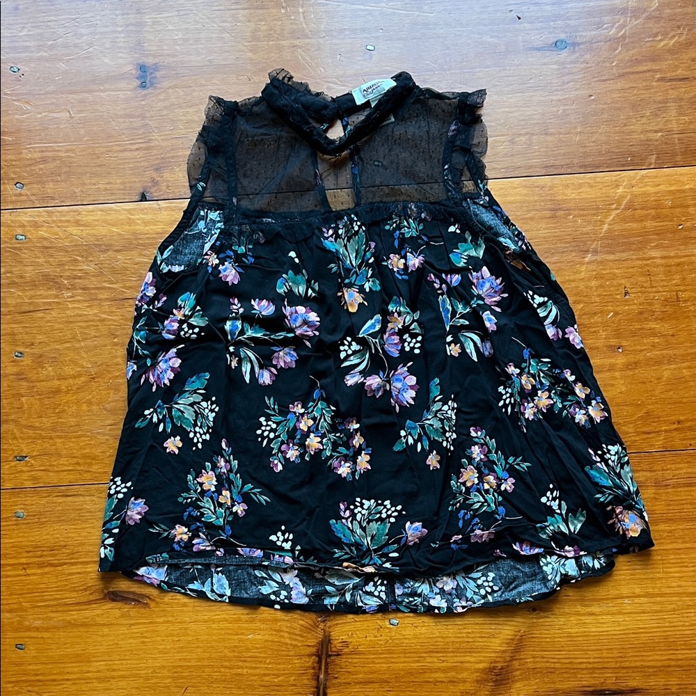 Arizona Jean Company Floral Mesh Yoke Tank